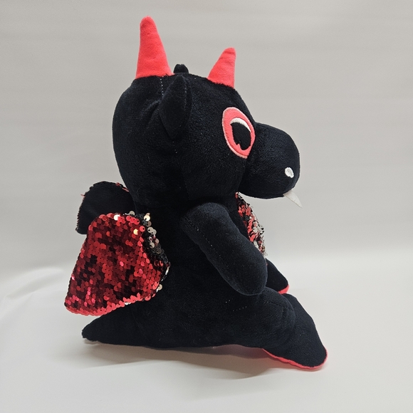 Fun Express Black & Red Dragon Plush With Two-Tone Red & Silver Flipping Sequins - Picture 5 of 9
